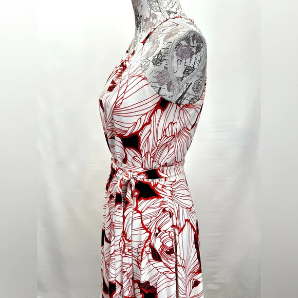 🛍️ANN TAYLOR‎ Cream and orange halter dress size Mp. - Picture 7 of 14